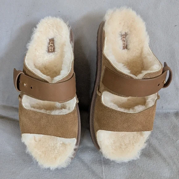 Womens UGG® Greenport Strap Slide Sandal - Chestnut - Picture 2 of 8